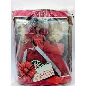 1988 Barbie Happy Holidays Mattel #1703 Vintage Blonde Red Dress Special Edition